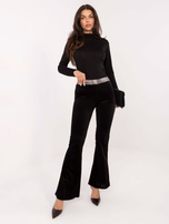 Czarne welurowe spodnie dzwony na imprezę  