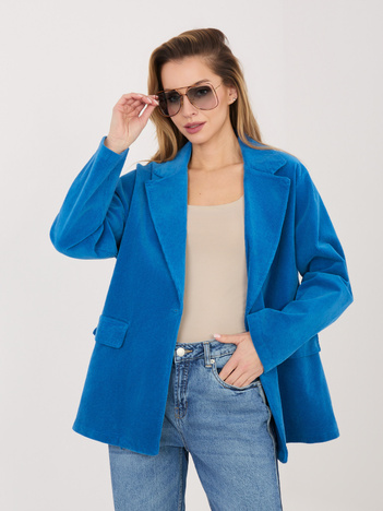 Kobaltowa sztruksowa marynarka z imitacją kieszeni RUE PARIS