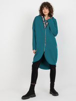 Hurt Morska długa dresowa bluza rozpinana z kieszeniami