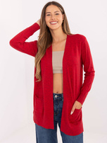 Czerwony damski kardigan bez zapięcia