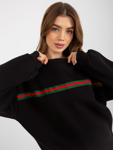 Hurt Czarna dresowa bluza bez kaptura o kroju oversize