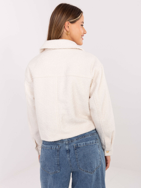 Ecru krótka kurtka boucle z suwakiem SUBLEVEL