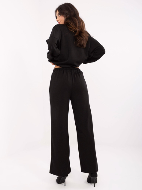 Hurtownia Czarne damskie spodnie dresowe z wiskozą
