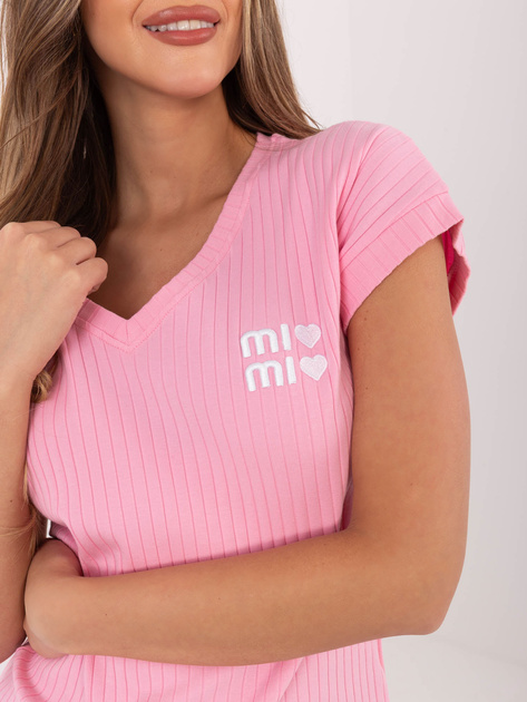 Jasnoróżowa damska bluzka w szeroki prążek