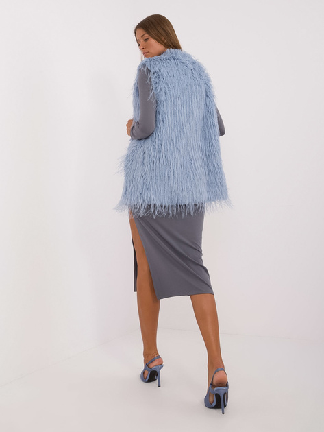 Hurt Szaro-niebieska kamizelka futrzana zapinana na haftki