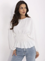 Biała bluzka z elastycznym marszczeniem SUBLEVEL 
