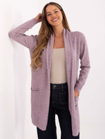 Dunkelrosa Damen-Cardigan ohne Verschluss.