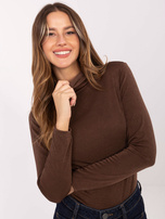 Brązowa elegancka bluzka z długim rękawem RUE PARIS 
