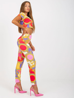 Hurtownia online Różowy wzorzysty komplet casualowy z topem 