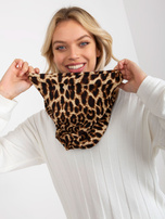 Hurt Ciemnobeżowy komin damski w zwierzęcy wzór 