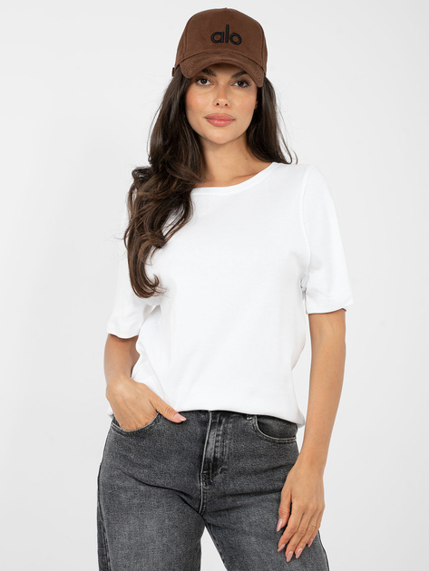 Biały bawełniany t-shirt basic RUE PARIS