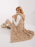 Hurt Beżowa futrzana kamizelka z zapięciem