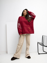 Bordowa bluza oversize bez kaptura RUE PARIS