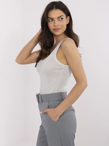 Szary damski top z okrągłym dekoltem