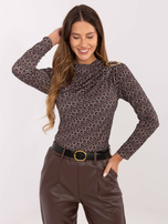 Czarna elegancka bluzka z printem RUE PARIS