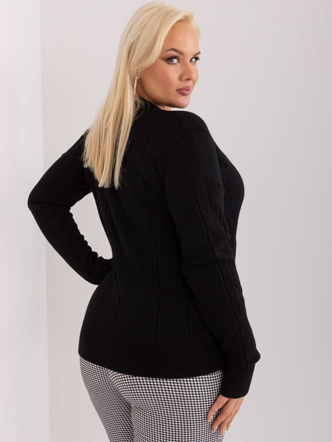 Hurt Czarny damski sweter plus size w warkoczowy splot