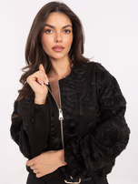 Czarna zamszowa kurtka z suwakiem RUE PARIS 