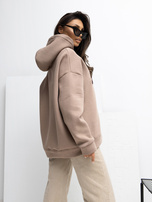 Ciemnobeżowa bluza oversize z ociepleniem RUE PARIS