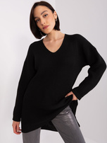 Hurt Czarna sukienka dzianinowa z dekoltem V