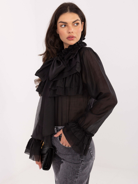 Czarna rozpinana koszula z wiązaniem