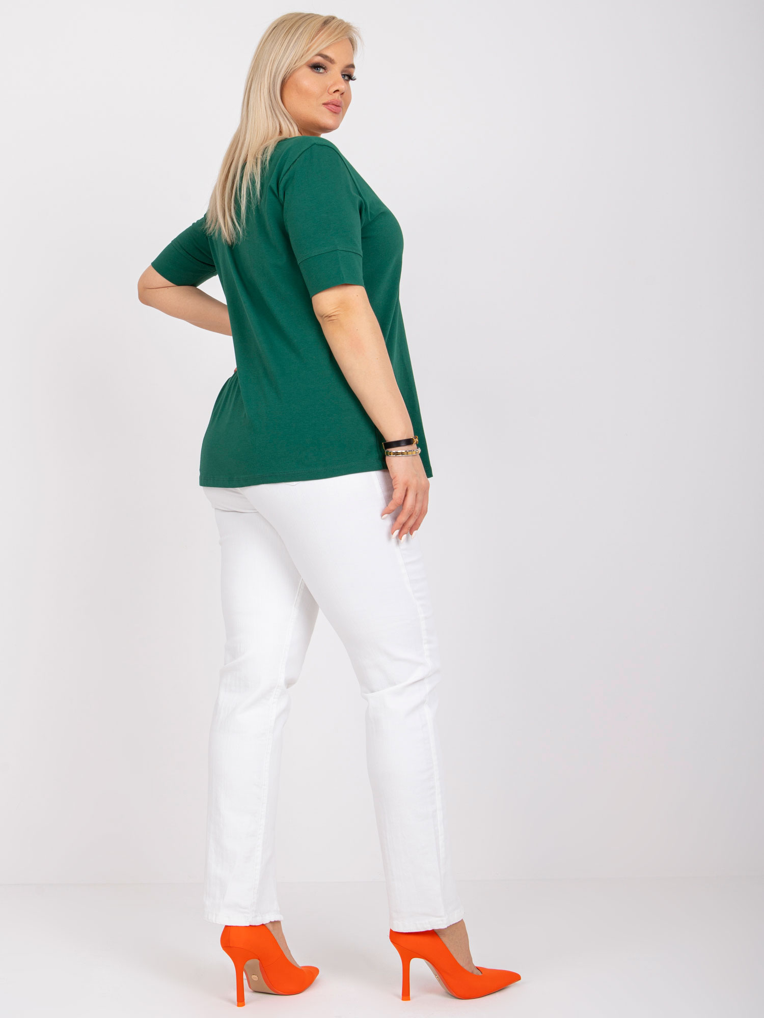 Dunkelgrünes T-Shirt aus Baumwolle Plus Size Missy.