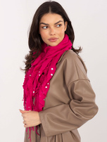 Fuksjowa damska chusta z frędzlami