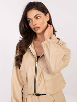 Beżowa krótka kurtka z ekoskóry RUE PARIS