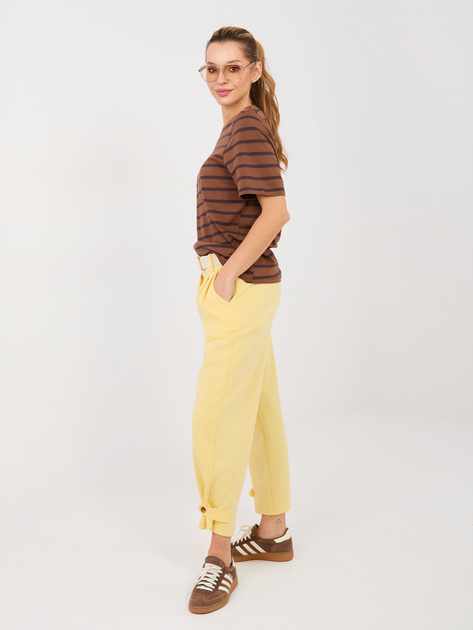 Jasnożółte dresowe spodnie z nogawką 7/8