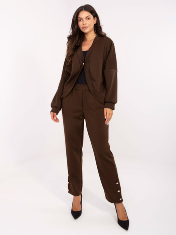 Ciemnobrązowy komplet z kardiganem oversize RUE PARIS