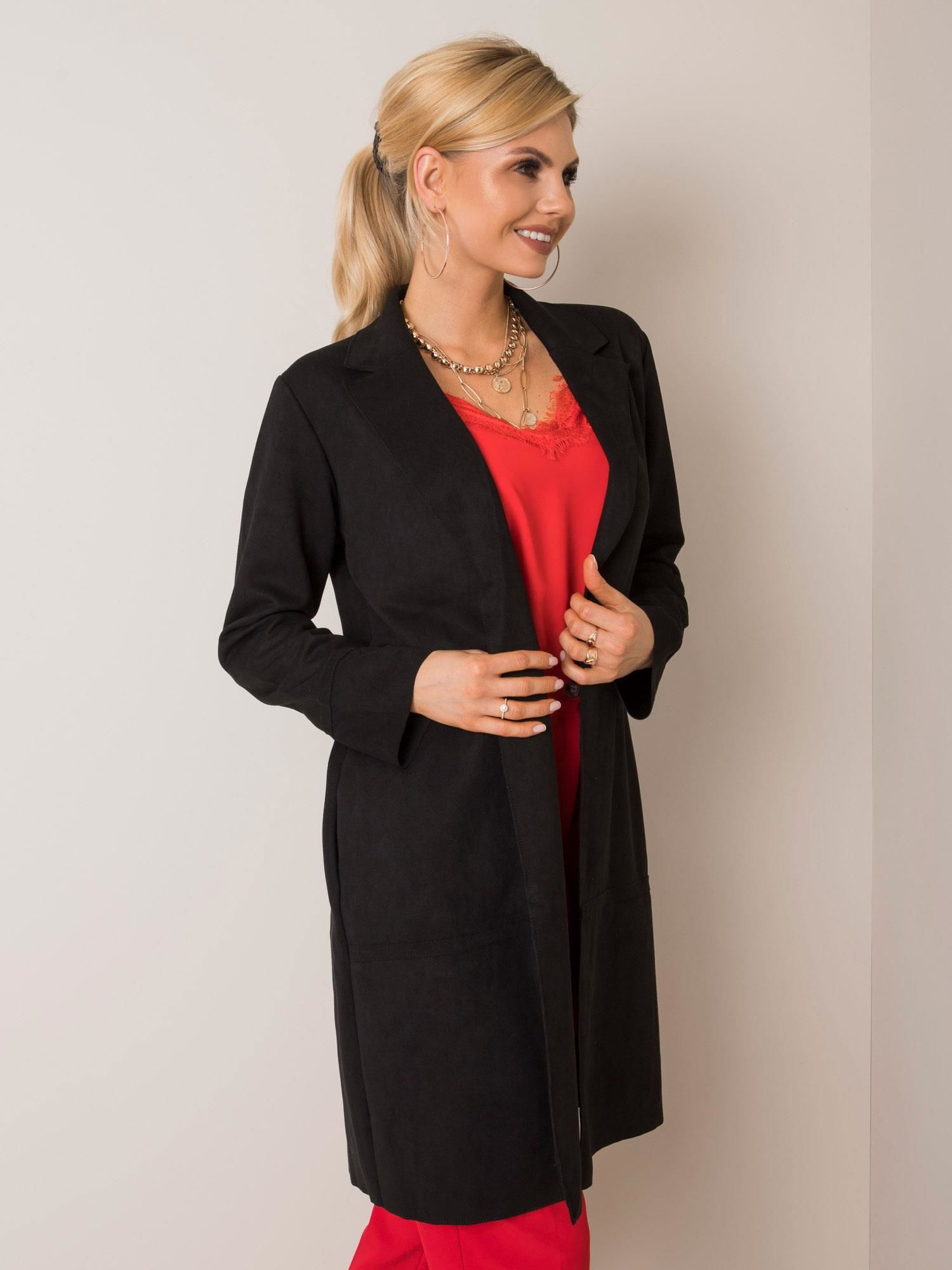 Schwarzer Veloursmantel Sellina STITCH & SOUL.