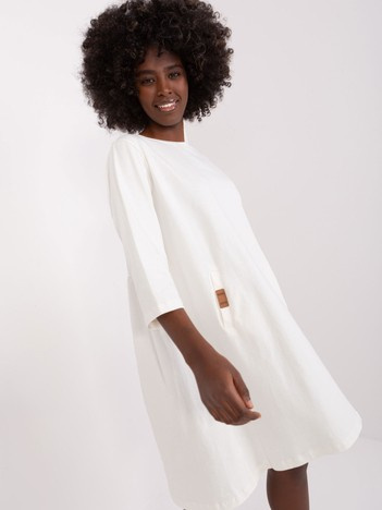 Hurt Ecru luźna sukienka na co dzień z bawełny Dalenne