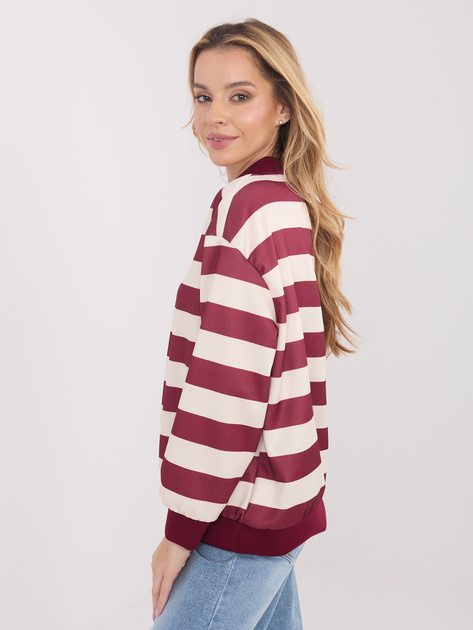 Bordowa damska buza oversize w paski