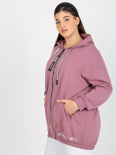 Hurt Brudnoróżowa rozpinana bluza plus size z kapturem
