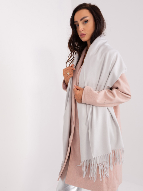 Hurtownia Jasnoszary szal damski z dzianiny