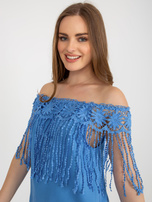 Hurt Niebieska damska bluzka hiszpanka z koronką 