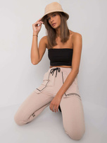 Jasnobeżowe spodnie dresowe z bawełny Winsley