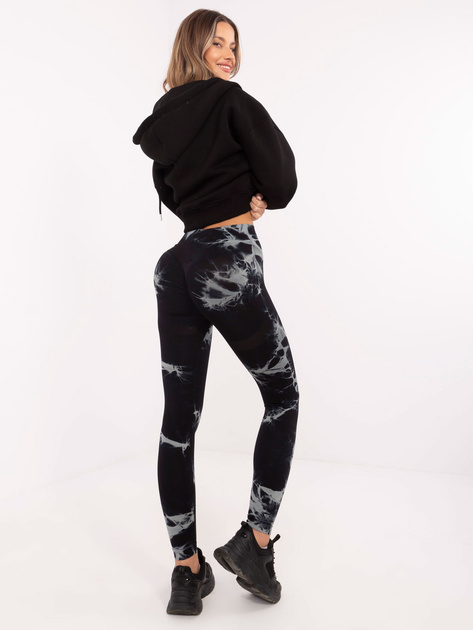 Hurtownia Czarne sportowe legginsy z efektem tie-dye