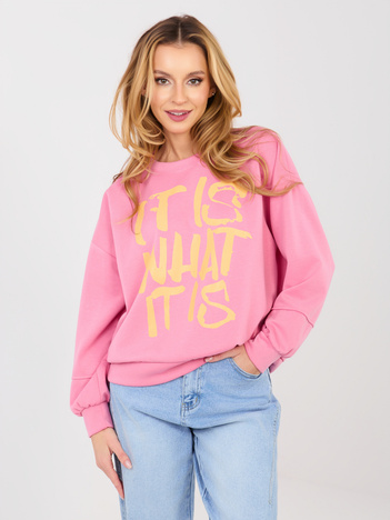Różowa dresowa bluza z miękkiego materiału RUE PARIS