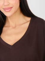 Czekoladowa bluzka oversize z długim rękawem RUE PARIS 