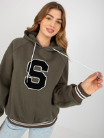 Hurtownia Khaki dresowa bluza z kapturem i literą S