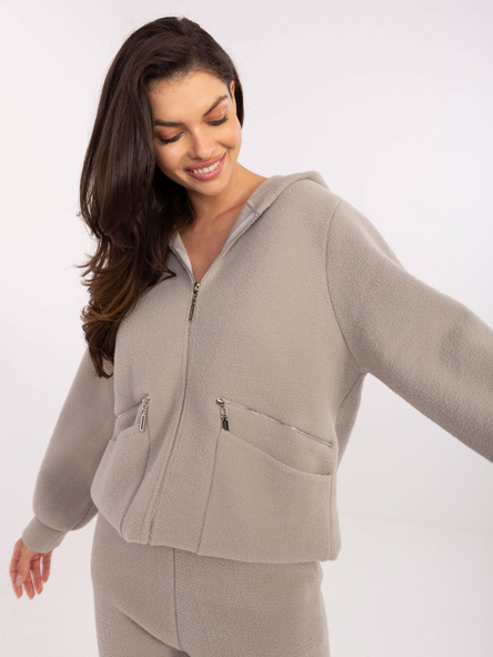 Szary damski komplet alpaka ze spodniami