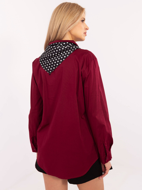 Hurt Bordowa bawełniana koszula z kołnierzykiem