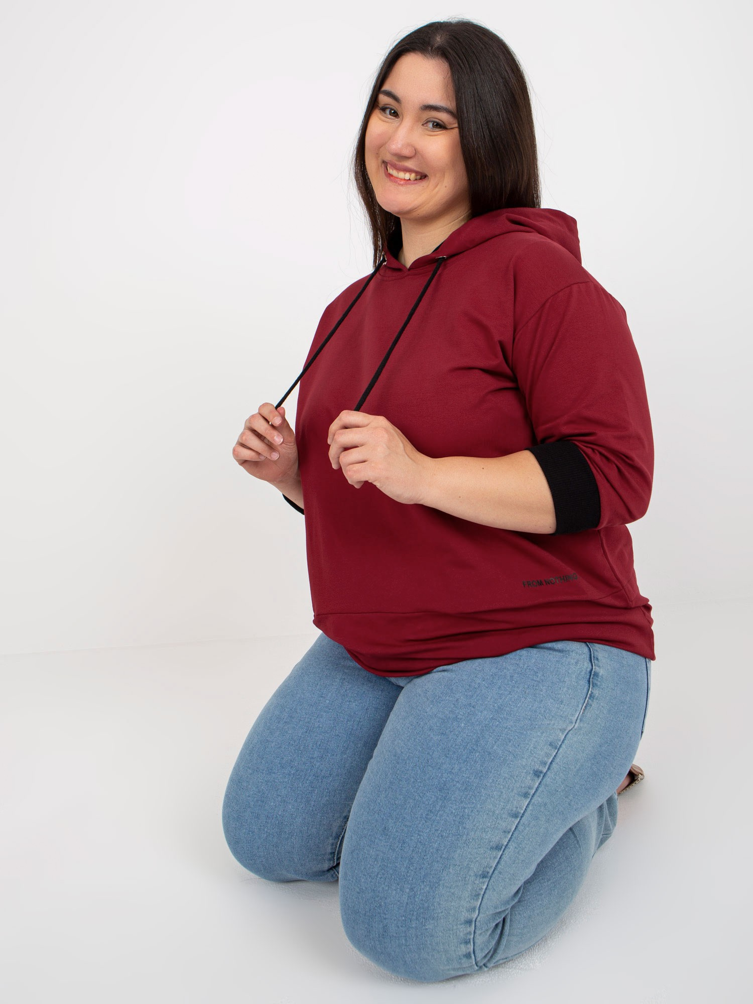 Bordowa damska bluza plus size z napisem
