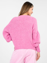 Różowy damski sweter oversize z wełną 