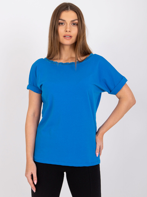 Ciemnoniebieska bluzka z dekoltem na plecach Salma RUE PARIS