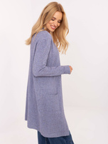 Jasnofioletowy damski kardigan z kieszeniami 