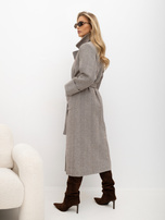 Hnědo-ecru dámský oversized kabát v houndstooth.