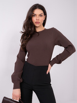 Czekoladowa bluzka z długim rękawem RUE PARIS 