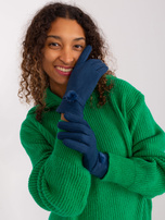 Hurt Ciemnoniebieskie zimowe rękawiczki z pomponem  