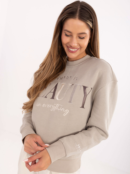Beżowa damska bluza z haftem SUBLEVEL